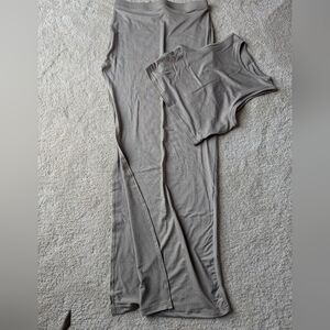Gray Two-Piece Skirt And Top Set - New